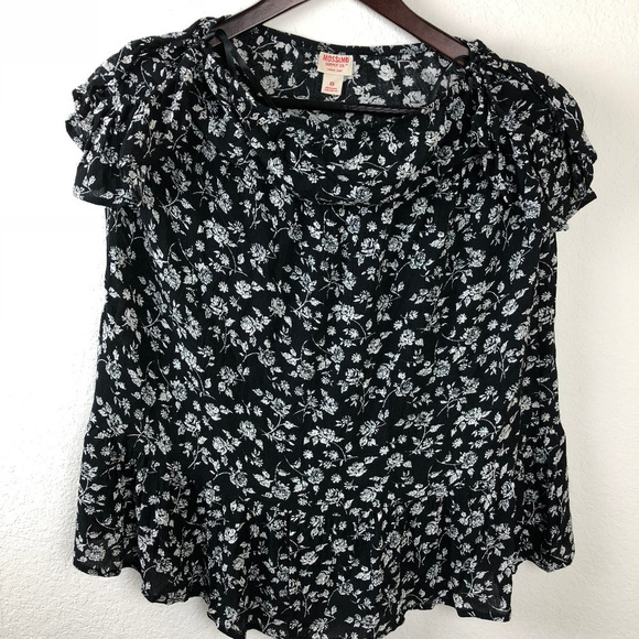 Mossimo Womens Strapless Blouse, Black Floral XS - Picture 1 of 6